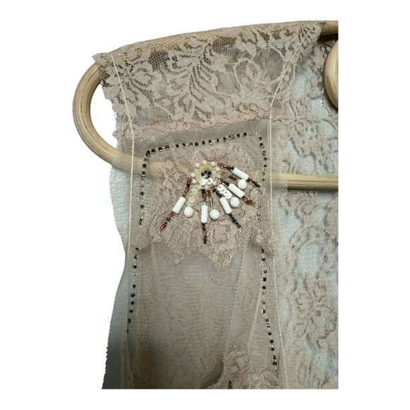 Chico’s Beaded Embroidered Sheer Mesh Beige Bohemian Festival Vest Size 2 (M/L) - Picture 3 of 12